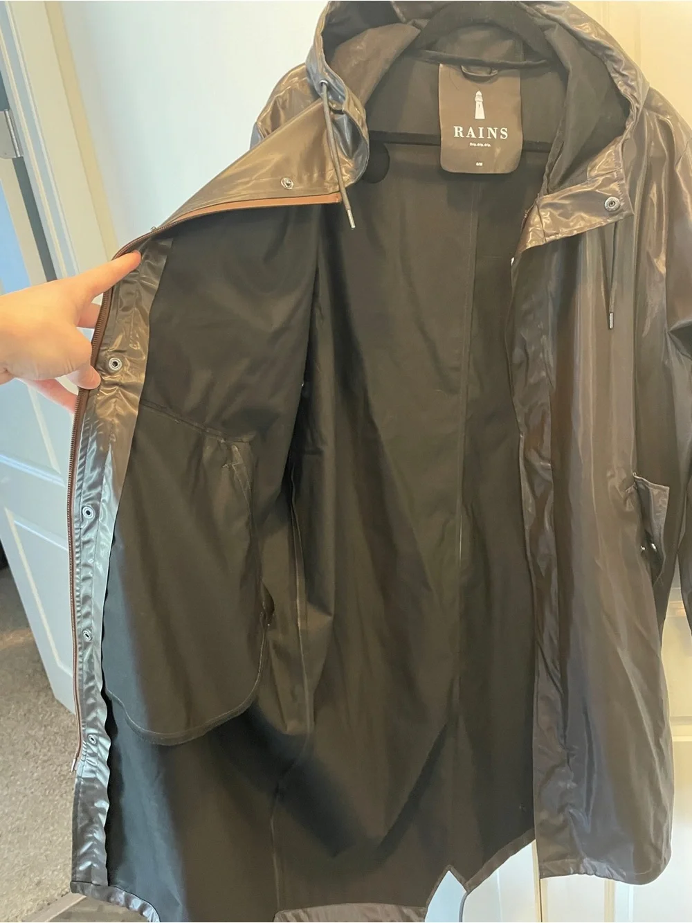 Rains Men's Hooded Raincoat in Dark Brown